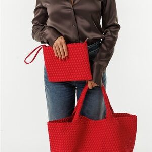 Woven Red Tote and Wristlet Set - Women Bags